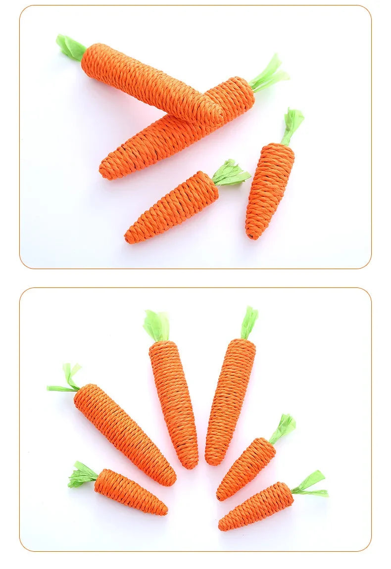 Cat Toy Carrot Sound Pet Products Bite Resistant Paper Rope Scratcher Clean Teeth Interactive Play Cat Carrot Chew Toy for Cat Beauty World Shop