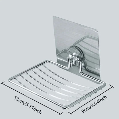 1pc-Stainless steel soap rack, wall mounted soap rack, drainage soap tray, simple soap storage rack in home bathroom Beauty World Shop