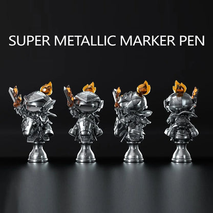 8 Colors Set Metallic Marker Pen 1mm DIY Reflective Paint Pen Permanent Gold SILVER Marker Touch Up, Model Painting, Marking Beauty World Shop