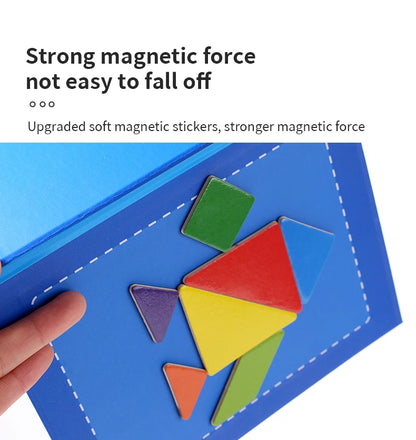 Magnetic Wooden Tangram Block Puzzle Game for Kids - Montessori Educational Intelligence Jigsaw Children's Gift Beauty Fashion