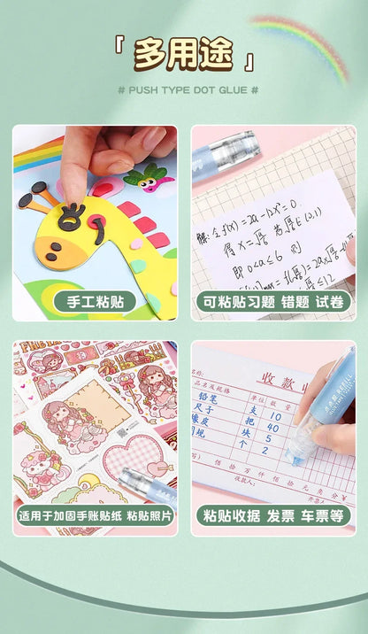Journamm 5m*6mm Cute Dots Glue Tape DIY Scrapbooking Collage Photo Album School Stationery Double Sided Adhesive Roller Tape Beauty World Shop