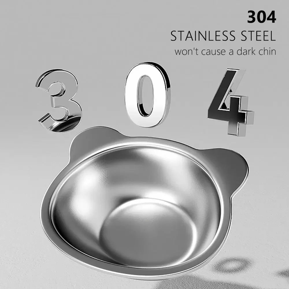 ‌304 Stainless Steel Raised Cat Bowl with 15° Elevated Design Tilted Neck Guard Healthy Feeding Shatterproof for Cats Puppies Beauty World Shop