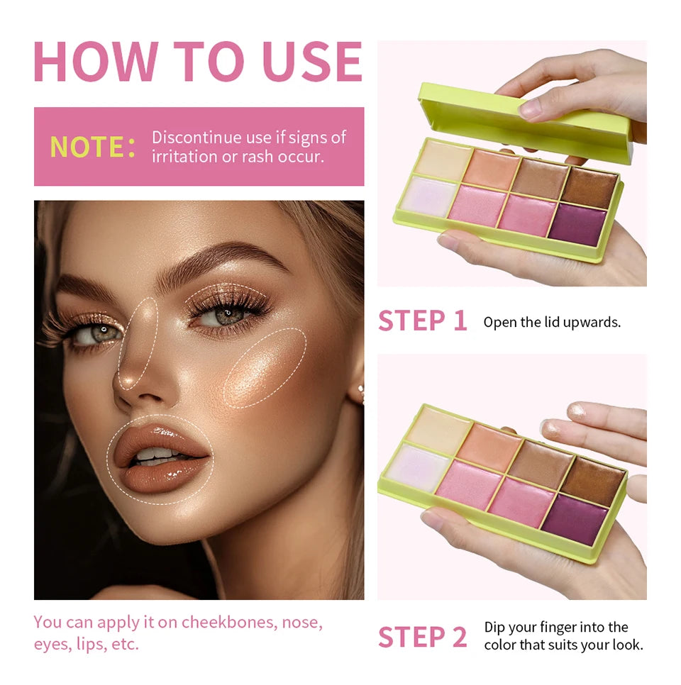 Curve Case Cream Eyebrow Cream Blush Highlighter Palette Matte Shimmer Finishes Shadow Tones Long-Lasting Cosmetics Beauty World Shop