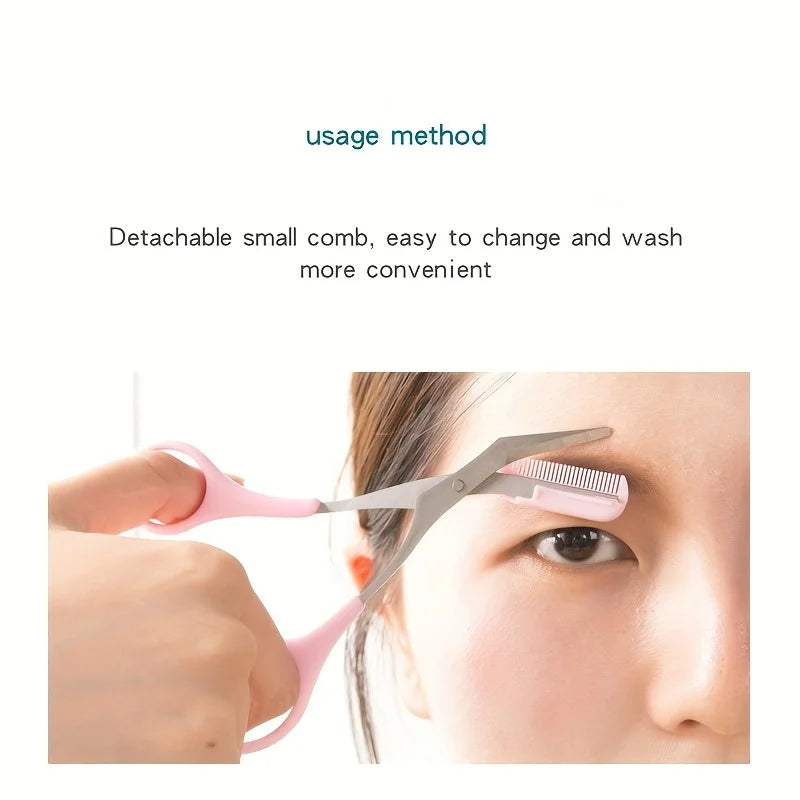 Stainless Steel Eyebrow Trimming Scissors With Comb, Safe Eyebrow Trimming Makeup Tool, Precise Creation Of Perfect Eyebrow Shap Beauty World Shop