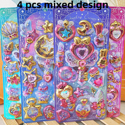 Kawaii Capsule Sparkling 3D Stickers Scrapbooking Diy Journal Stationery Sticker Cute Deco Art School Supplies Beauty World Shop