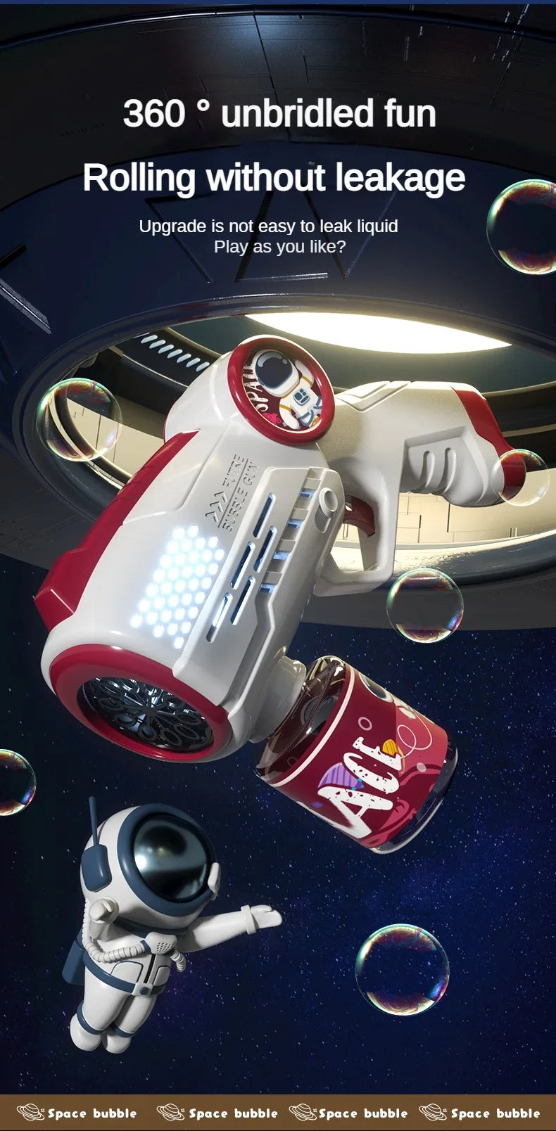 Children Bubble Gun Toy Astronaut Fully Automatic Bubble Machine Bubbles Gun Outdoor Game Fantasy Toy for Boys Girls Gifts Beauty Fashion