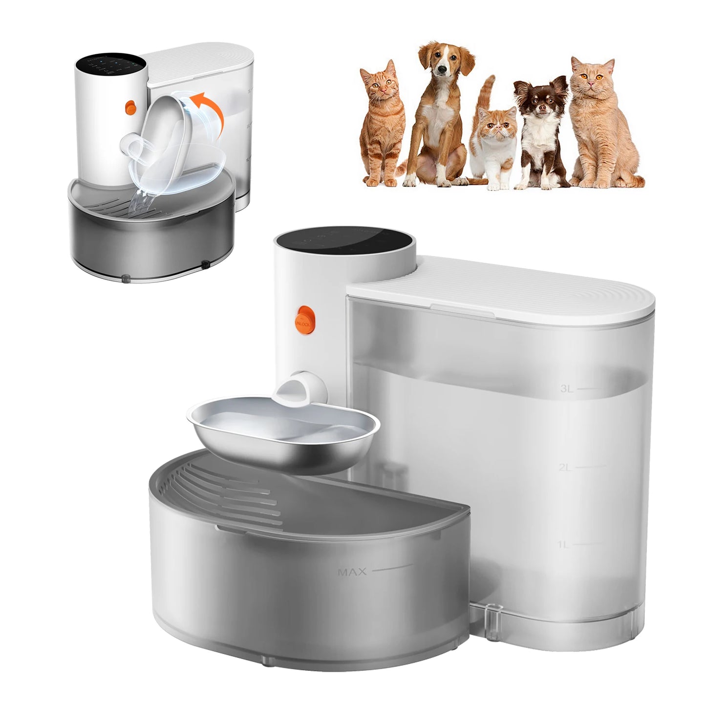 New Stainless Steel Bowl Pet Intelligent Pouring Water Dispenser Automatically Purifies The Wireless Drinking Bowl For Cats Beauty World Shop