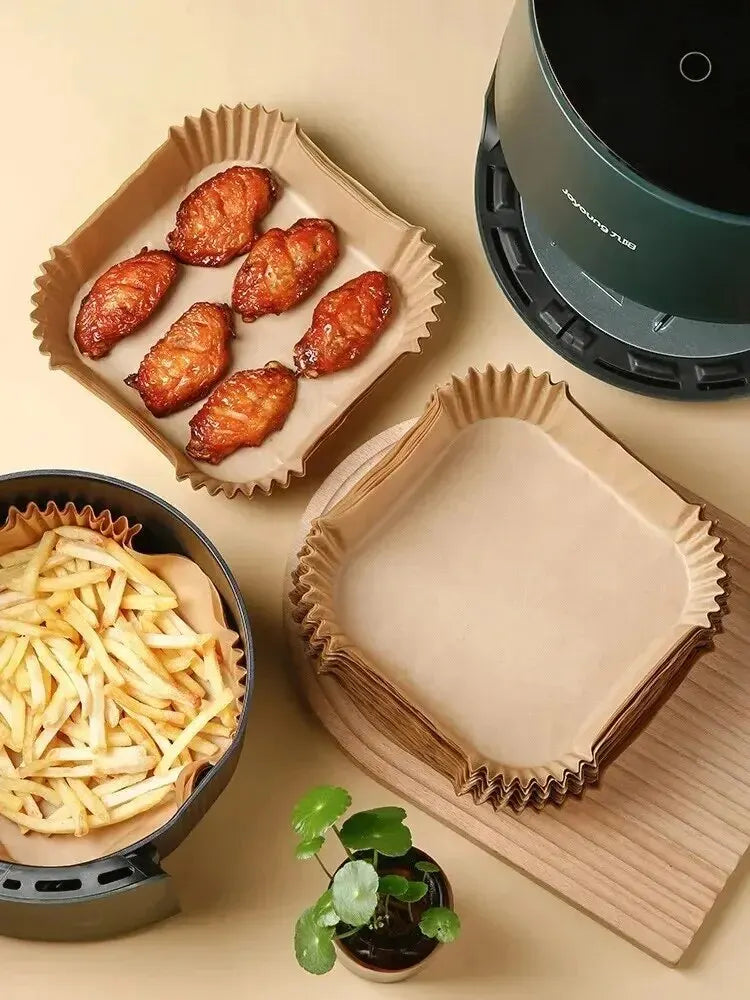 50Pcs Air Fryer Disposable Paper Non-Stick Airfryer Baking Papers Round Air-Fryer Paper Liners Paper Kitchen Accessories Beauty World Shop