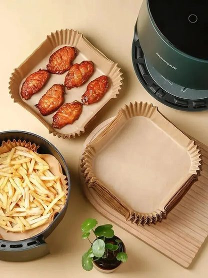 50Pcs Air Fryer Disposable Paper Non-Stick Airfryer Baking Papers Round Air-Fryer Paper Liners Paper Kitchen Accessories Beauty World Shop