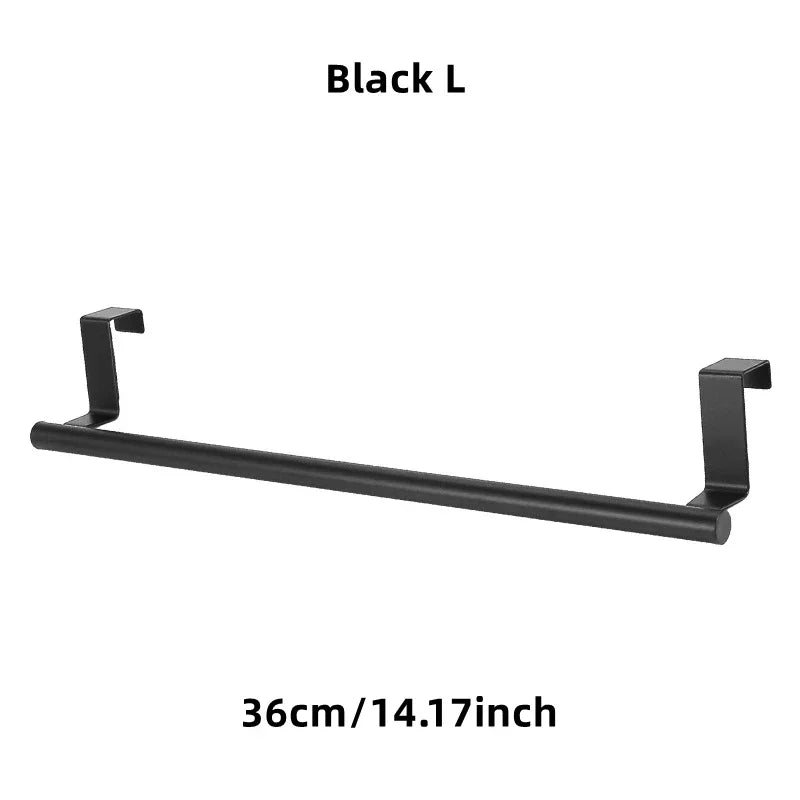1Pcs Towel Rack Over Door Towel Bar Hanging Holder Stainless Steel Bathroom Kitchen Cabinet White Black Towel Rag Shelf Hanger Beauty World Shop