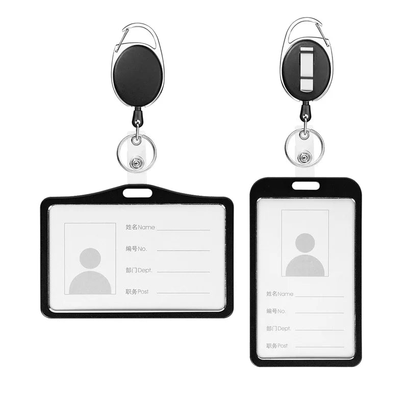 1 Pcs Aluminum Alloy Card Cover Case Bank Business Work Card Holder with ABS Retractable Badge Reel Credit ID Card Badge Bag Beauty World Shop