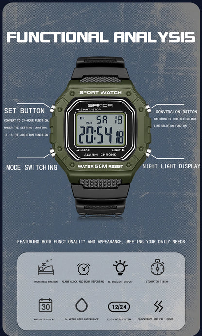 SANDA 2156 Fashion Mens Watch Military Water Resistant Sport Watches Army Big Dial Led Digital Wristwatches Stopwatches For Male Beauty World Shop