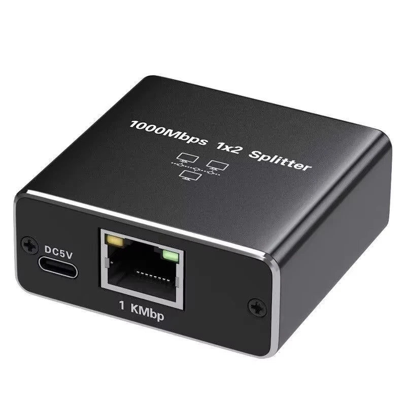 Network Splitter 1000Mbps Hub 1 to 2 RJ45 Adapter Gigabit Converter Internet Ethernet 8P8C Set-Top Extender Plug Extension ﻿ Beauty World Shop