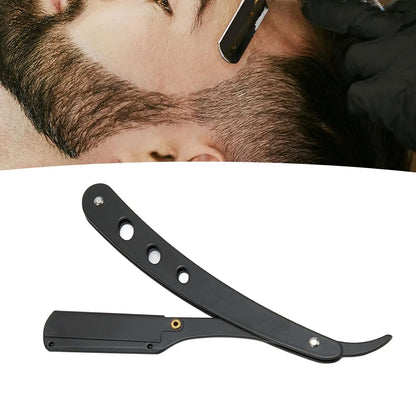Men Shaving Barber Razor Black Classic Folding Shaving Knife Armpit Hair Pubic Hair Shaver Stainless Steel Straight Razor Holder Beauty World Shop