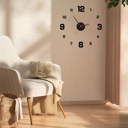 3D Creative Frameless DIY Wall Hanging Clock Wall Stickers Home Mute Digital Clock Living Room Office Wall Decoration Beauty Fashion