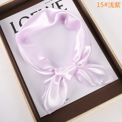 New Solid 60x60cm Square Scarf Single Imitation Silk Bright Light And Satin Performance Scarves Party Gift Beauty World Shop
