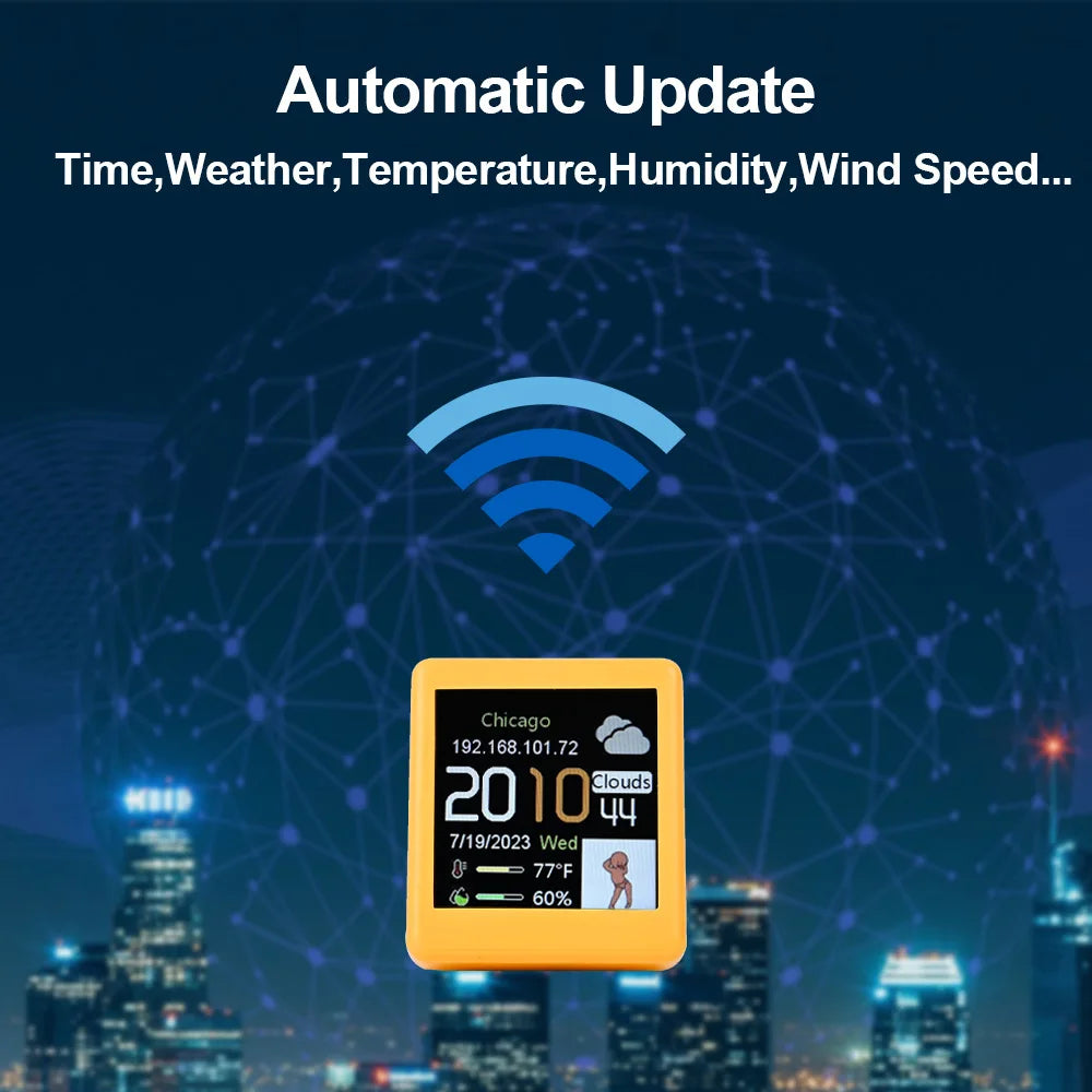 Small Portable Smart Wifi Weather Station Display Weather Temperature Humidity Time Alarm Clock Desktop Decoration Beauty World Shop