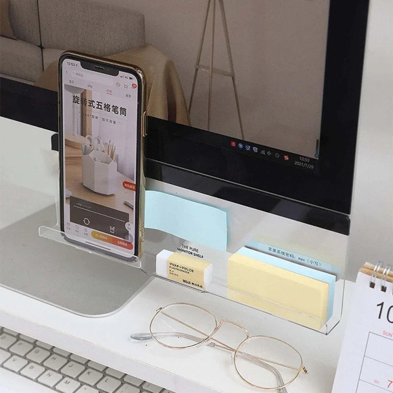 1Message Storage Board Under Computer Monitor，Office Desk Side Storage Rack Message Board Can Hold Phone Charging Memo Stickers Beauty World Shop