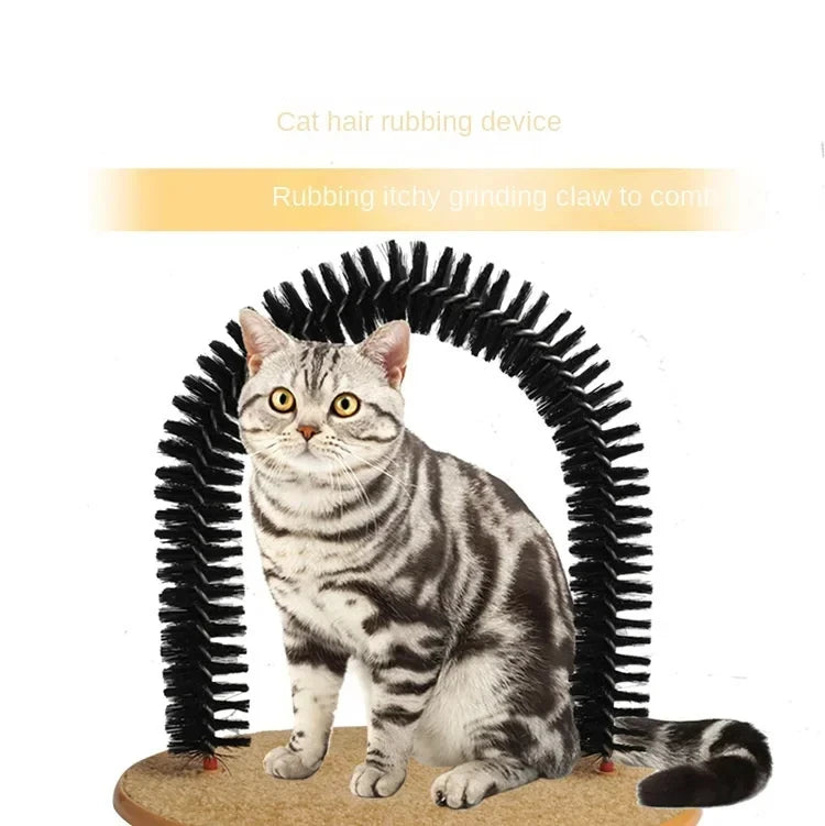 Cat Toy Arch Self Groome Pamper Feline with A Massage Grooming Rubbing Brush with Scratching Pad Toy for Cats Interactive Toys Beauty World Shop