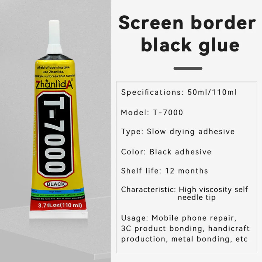 T7000 Black Contact Cellphone Tablet Repair Adhesive Zhanlida Strong t-7000 Glue 15ML 50ML 110ML with Fine Needle Outlet Beauty World Shop