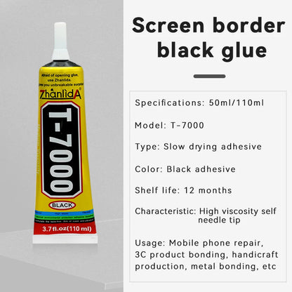 T7000 Black Contact Cellphone Tablet Repair Adhesive Zhanlida Strong t-7000 Glue 15ML 50ML 110ML with Fine Needle Outlet Beauty World Shop