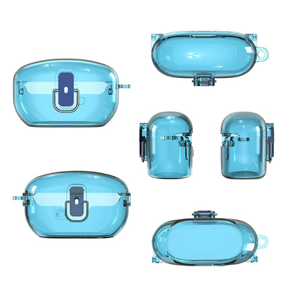 Secure Lock Clear Case Shockproof Protective Cover Skin Anti-drop with Carabiner for Sony WF-1000XM5 (2023) Wireless Earbuds