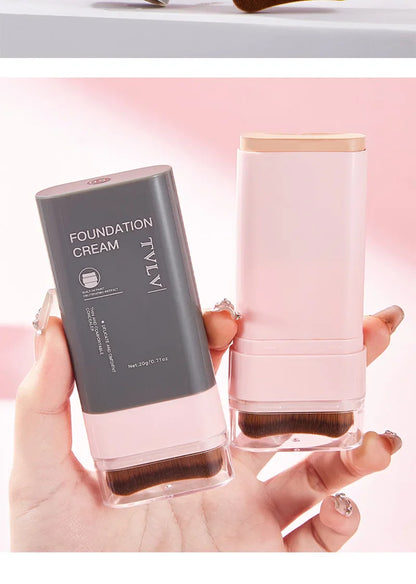 TVLV Concealing Foundation Stick: 5 Shades with Built-In Brush - Cream Finish, Lightweight and Waterproof Formula, Beauty Trend Shop
