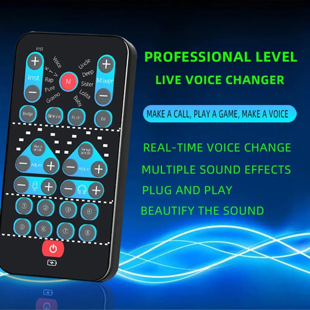 M10 Voice Changer Device Karaoke Function Male Female Voice Switch Universal Portable Sound Changer Card Fine Tuning for Live Beauty World Shop