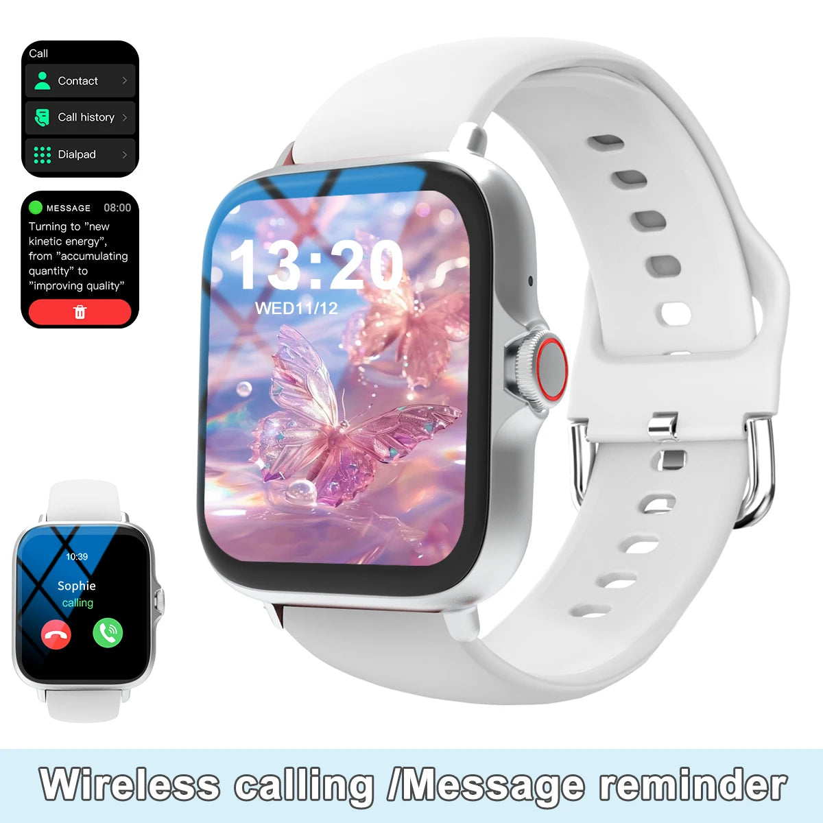 Smart watch with full touch screen, call, message reminder, music control and other functions, compatible with iPhone/android mo Beauty World Shop