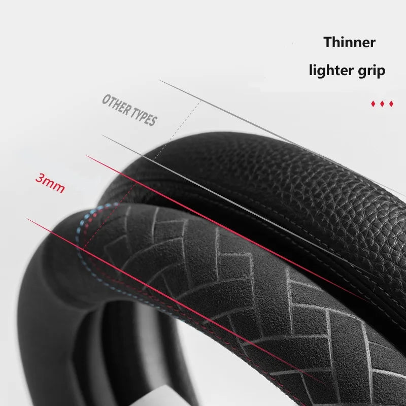 Car steering wheel cover embossed anti slip plush suede, sweat absorbing ultra-thin all season universal handle cover Beauty World Shop