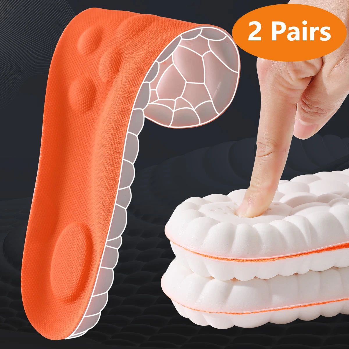 1/2/4pairs Latex Sport Insoles Soft High Elasticity Shoe Pads Orthotic Breathable Shock Absorption Cushion Arch Support Insole Beauty World Shop