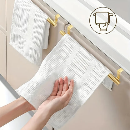 1pcs Modern Stainless Steel Towel Bar Easy-Install No-Drill Rust-Resistant Single-Rod Wall-Mounted Towel Holder Golden Finish Beauty World Shop