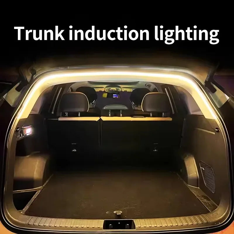 Car high brightness trunk lighting ambient light interior decoration LED wiring free automatic sensing tailgate light strip Beauty World Shop