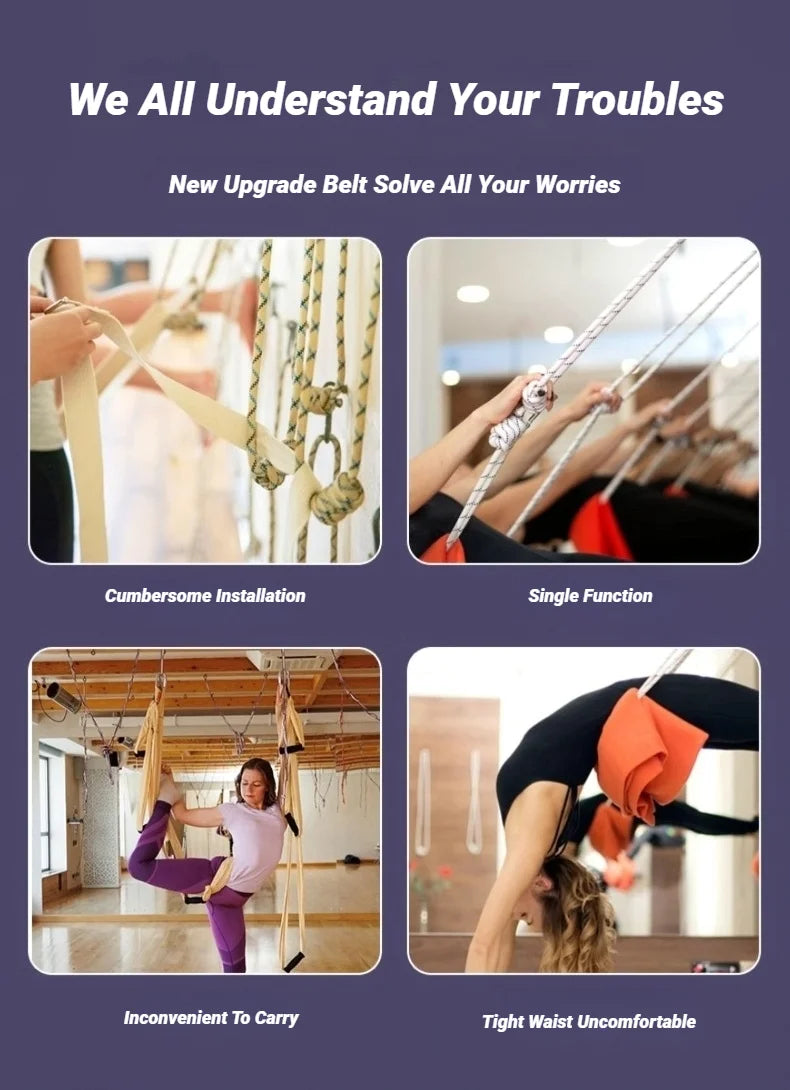 Adjustable Aerial Yoga Strap Pull Rope Women Hammock Stretch Leg Splits Trainer Female Gym Belt Swing Stretching Fitness Beauty World Shop