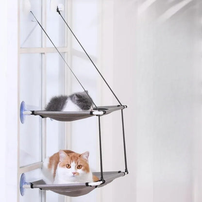Cat Hammock Window Bed Kitten Sunny Seat Hanging Mount Beds Cat Sofa double-decker tunnels Suction Cup Wall Pet Hanging Winter Beauty World Shop
