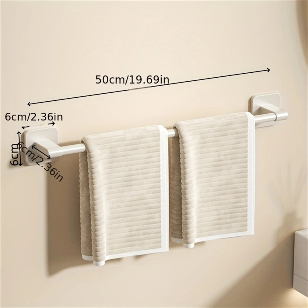 1 Piece Of Bathroom Facilities White Non-Perforated Wall-Mounted Bathroom Towel Bar Size 40-60cm Storage Rack Towel Rack Beauty World Shop