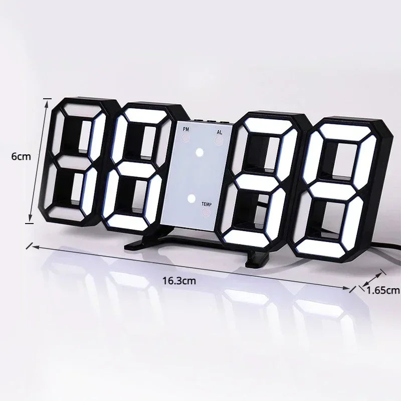 3D LED Digital Clock Wall Decoration Glow Night Mode Decoration for Home Adjustable Electronic Watch Clock Decor Clocks Garden Beauty World Shop