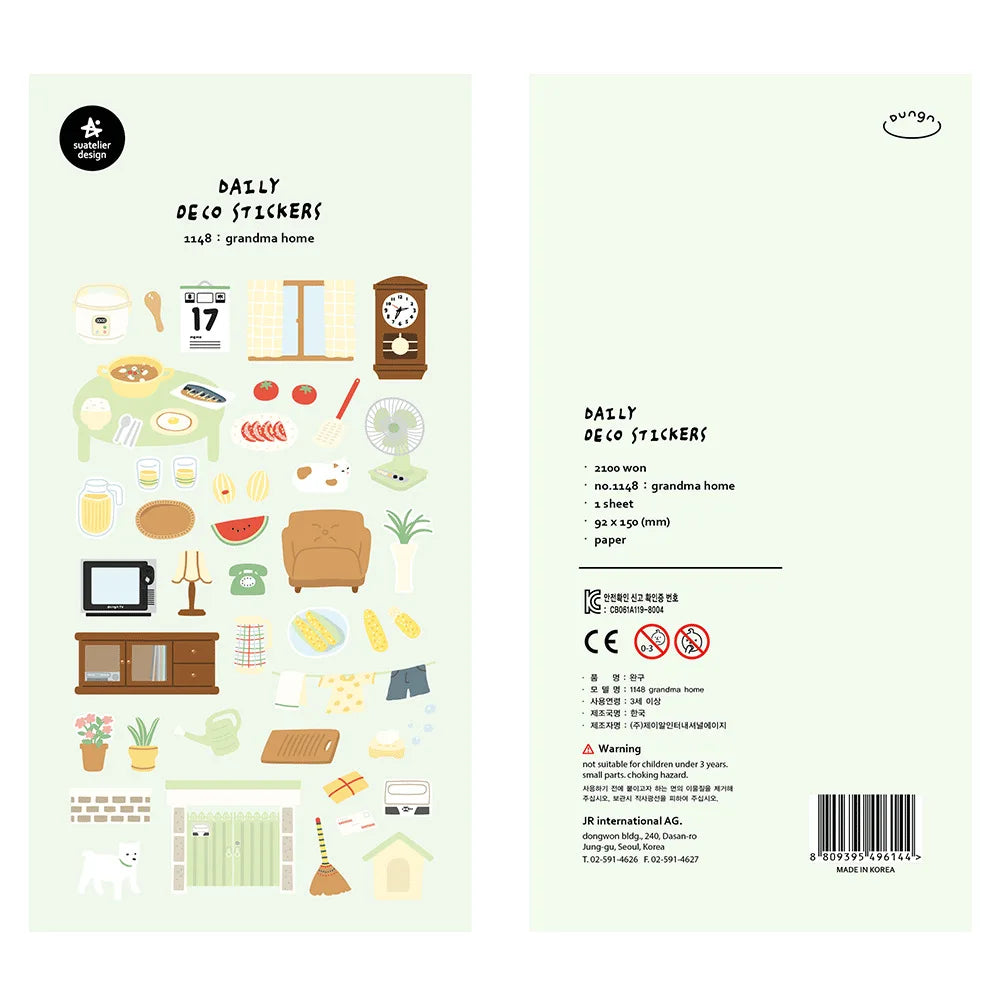 Korean Brand Suatelier Collection Daily Food Vlog Stickers DIY Scrapbooking Journey Diary Stationery Stickers Supplies Beauty World Shop
