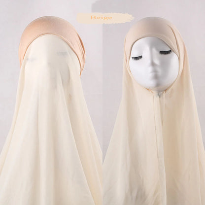 Muslim Instant Hijab Women Bonnet with Chiffon Shawl Head Scarf Cap Inner Headband Stretch Hijab Cover Headwrap Turbante Beauty World Shop