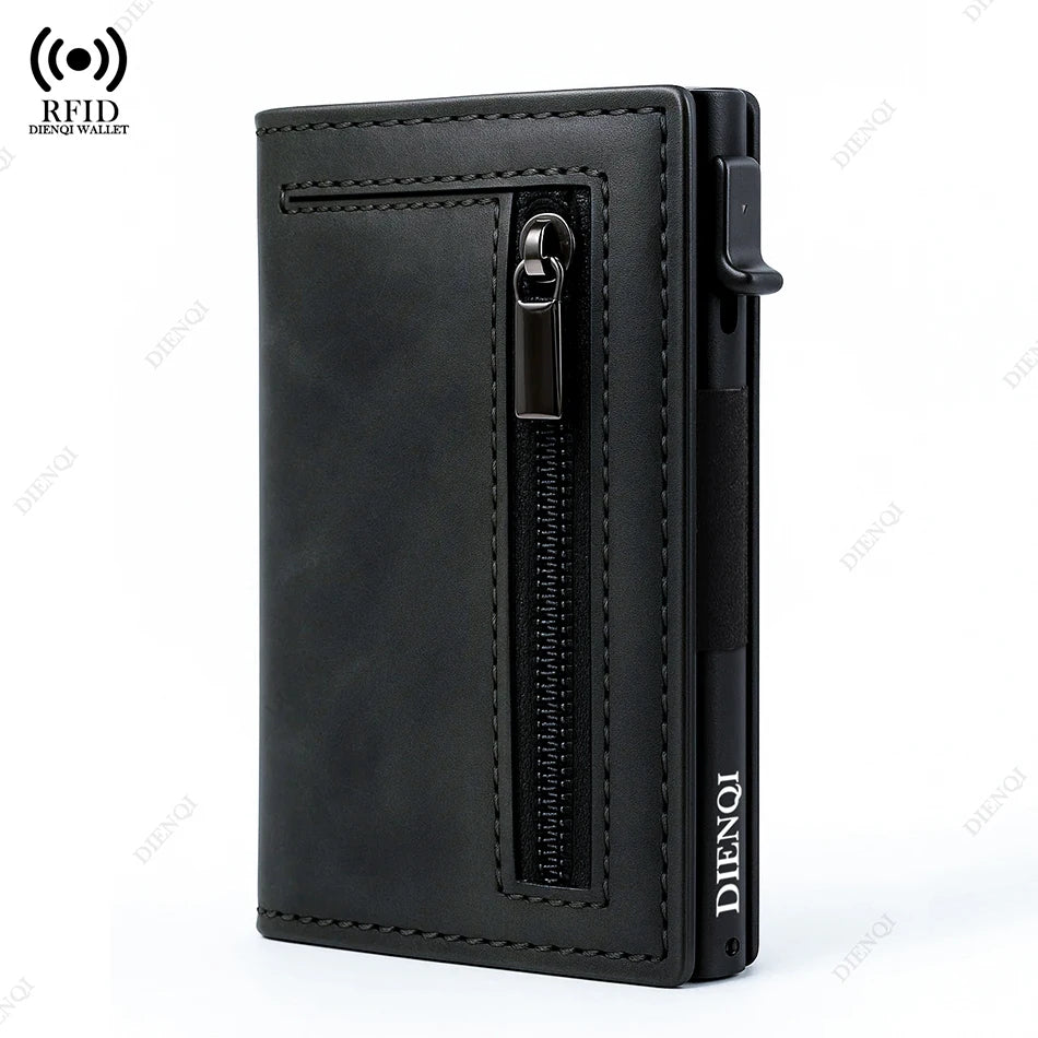 Anti-theft Credit Card Holder Men Wallets Rfid Blocking Aluminum Leather Pop Up Minimalist Wallet Cardholder Wallets for Men Beauty World Shop