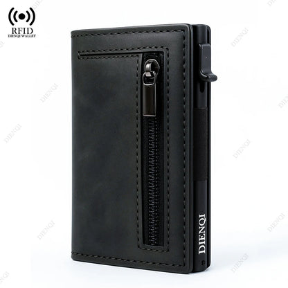 Anti-theft Credit Card Holder Men Wallets Rfid Blocking Aluminum Leather Pop Up Minimalist Wallet Cardholder Wallets for Men Beauty World Shop