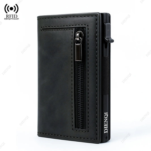 Anti-theft Credit Card Holder Men Wallets Rfid Blocking Aluminum Leather Pop Up Minimalist Wallet Cardholder Wallets for Men Beauty World Shop