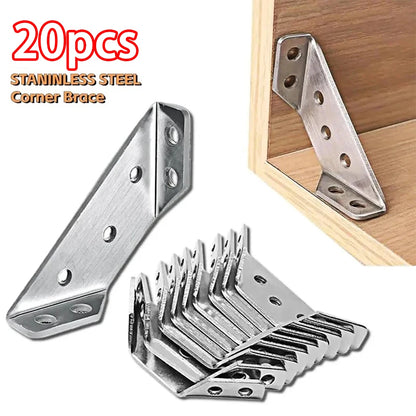 10/20/40/50pcs Thickened Stainless Steel Angle Code 90 Degrees Right Angle Fixed Bracket Furniture Connectors Beauty World Shop