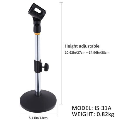 Portable Mic Stand Professional Pedestal Feet Adjustable Desk Holder Bracket Speech Live Fixing Frame Microphone Bracket Beauty World Shop