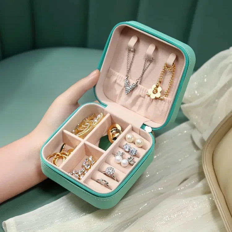 Portable Mini Jewelry Storage Box Travel Organizer Jewelry Case Leather Storage Earrings Necklace Ring Jewelry Organizer Display Beauty World Shop