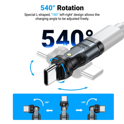 AUFU PD240W USB C to Type C OTG Adapter 540 Rotation 5A Fast Charge Cable Converter for iPhone 16 MacBook Samsung Xiaomi Laptop Beauty World Shop