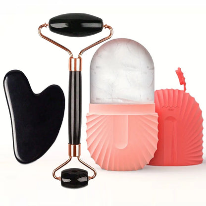 1/2/3pcs Ice Face Roller Facial Skincare Ice Roller Set,Facial Roller GuaSha FaceTool Set,Face Massage Roller Lifting Contouring Beauty World Shop