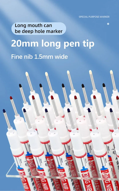 4Pcs/Set 20mm Deep Hole Long Nib Head Markers For Metal Perforating Pen Waterproof Bathroom Woodworking Decoration Multi-Purpose Beauty World Shop