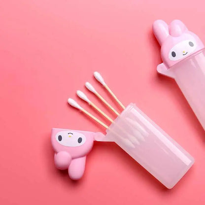 Cute Sanrio Hello Kitty Storage Box Kawaii Anime My Melody Toothpick Cosmetic Swab Storage Box Portable Travel Mini Container Beauty World Shop