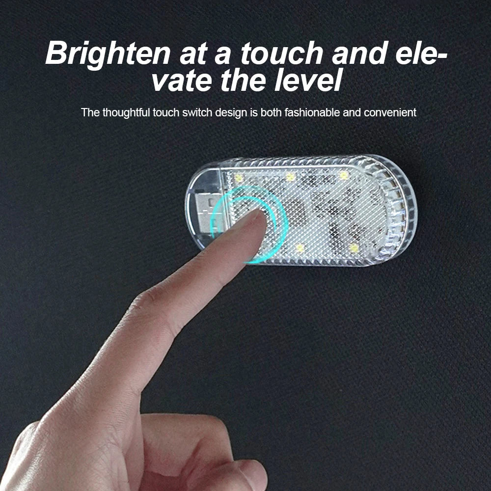 LED Car Mini Touch Light USB Charging Portable Auto Roof Ceiling Reading Night  Lamp Wireless Car Decoration Ambinet Light Beauty World Shop